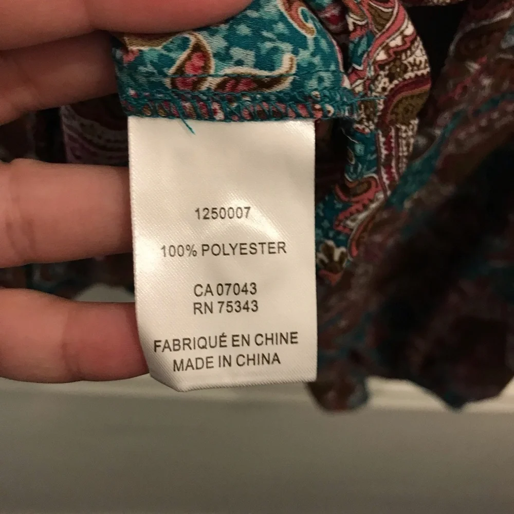 NWT Joie Paisley Long Sleeve Blouse Small XS brown teal green pink Top - Picture 9 of 12